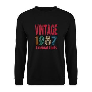 Jahrgang 1987 Geburtstagsgeschenk - Unisex Pullover - Schwarz - Vorne - Alina (178cm) & Michal (187cm)