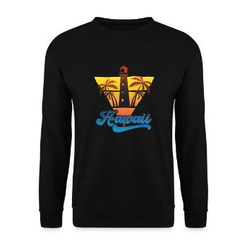 Hawaii Lighthouse Beach Design - Unisex Sweatshirt - black - Front - Alina (178cm) & Michal (187cm)