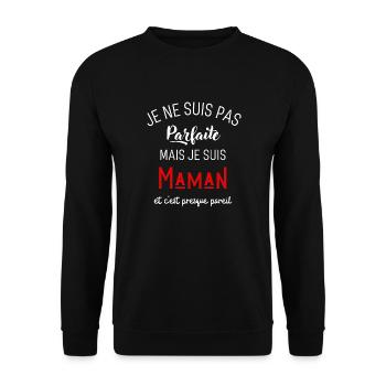 Pas parfaite mais maman - Sweat-shirt Unisexe - noir - Devant - Alina (178cm) & Michal (187cm)