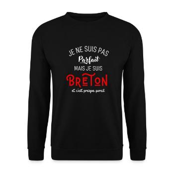 Pas parfait mais breton et c’est presque pareil - Sweat-shirt Unisexe - noir - Devant - Alina (178cm) & Michal (187cm)