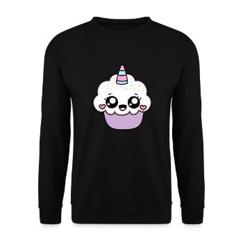 EINHORN CUPCAKE - Unisex Pullover - Schwarz - Vorne - Alina (178cm) & Michal (187cm)