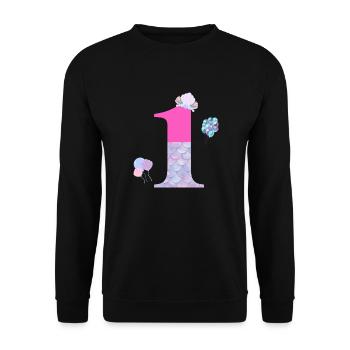 1. Geburtstag Meerjungfrau - Unisex Pullover - Schwarz - Vorne - Alina (178cm) & Michal (187cm)