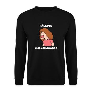 Raleuse mais adorable. Cadeau Humour - Sweat-shirt Unisexe - noir - Devant - Alina (178cm) & Michal (187cm)
