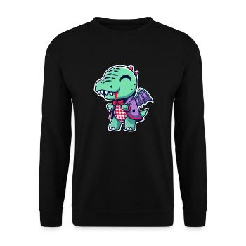 Dragon Vampire Monster Manga Chibi - Unisex Sweatshirt - black - Front - Alina (178cm) & Michal (187cm)