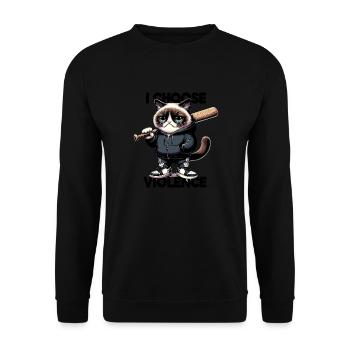 I Choose Violence Cat I Cat Lover I Anti Social - Unisex Sweatshirt - black - Front - Alina (178cm) & Michal (187cm)