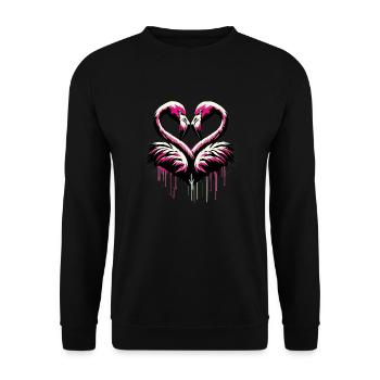 Des flamants roses en cœur dans une frénésie d’amour - Sweat-shirt Unisexe - noir - Devant - Alina (178cm) & Michal (187cm)