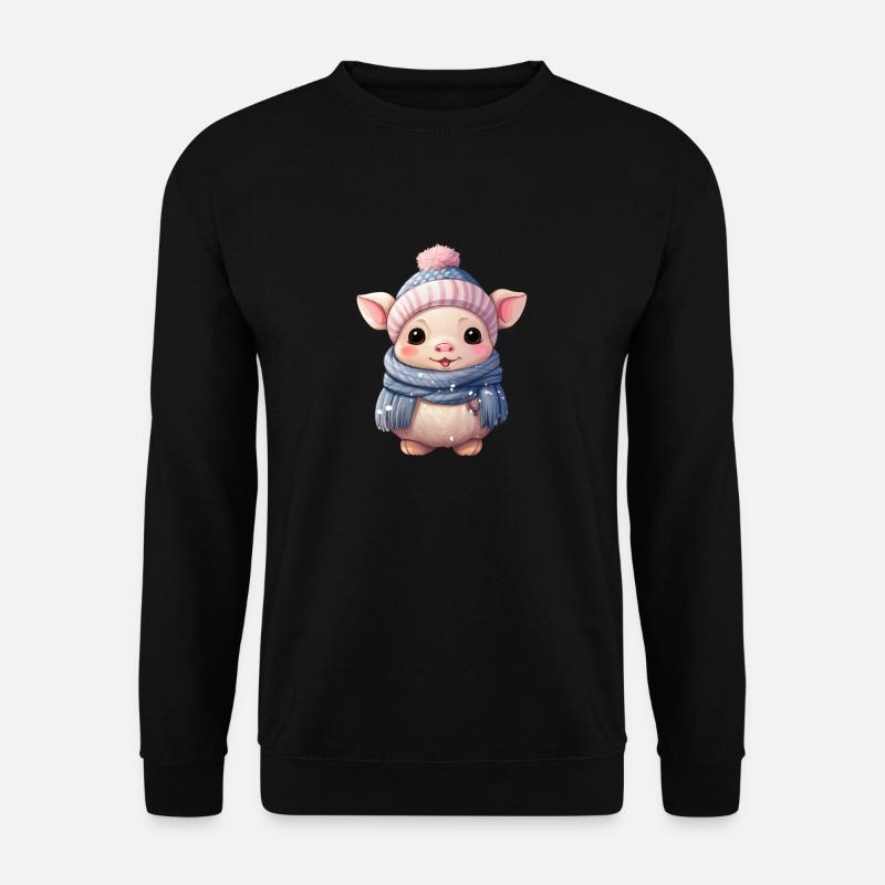 Winterzauber Ferkel Design - Unisex Pullover - Schwarz