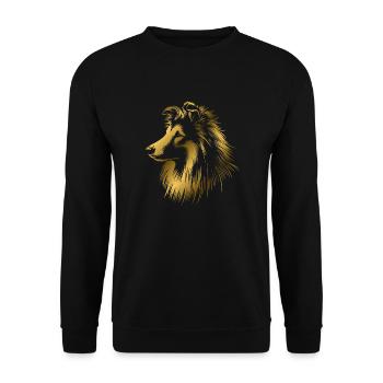 Sheltie | Shetland Berger Chien Tête Or - Sweat-shirt Unisexe - noir - Devant - Alina (178cm) & Michal (187cm)