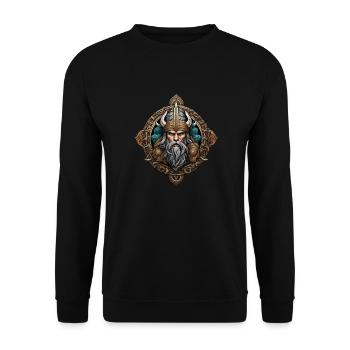 Wikinger Odin Thor Walhalla - Unisex Pullover - Schwarz - Vorne - Alina (178cm) & Michal (187cm)