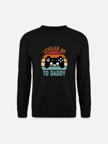 Leveled up to daddy. Gaming Gamer Spruch - Unisex Pullover - Schwarz