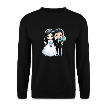 just married - pour mariage - Sweat-shirt Unisexe - noir - Devant - Alina (178cm) & Michal (187cm)