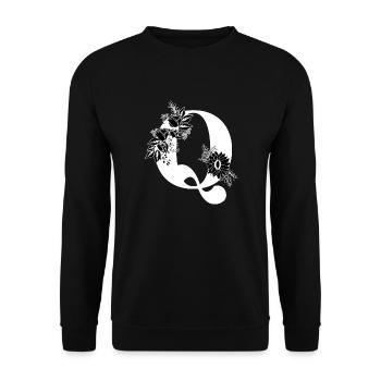 Lettre q floral noir et blanc - Sweat-shirt Unisexe - noir - Devant - Alina (178cm) & Michal (187cm)