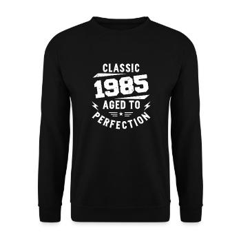 1985 Classic 1985 Vintage 1985 Geburtstagsgeschenk - Unisex Pullover - Schwarz - Vorne - Alina (178cm) & Michal (187cm)