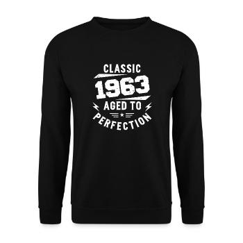 1963 Classic 1963 Vintage 1963 Geburtstagsgeschenk - Unisex Pullover - Schwarz - Vorne - Alina (178cm) & Michal (187cm)