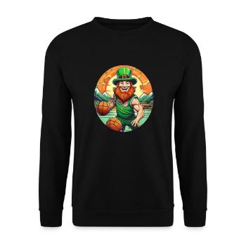 St. Patrick's Day Kleeblatt Basketball - Unisex Pullover - Schwarz - Vorne - Alina (178cm) & Michal (187cm)