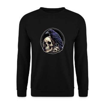 Big Raven Sitting on Sculls - Unisex Sweatshirt - black - Front - Alina (178cm) & Michal (187cm)