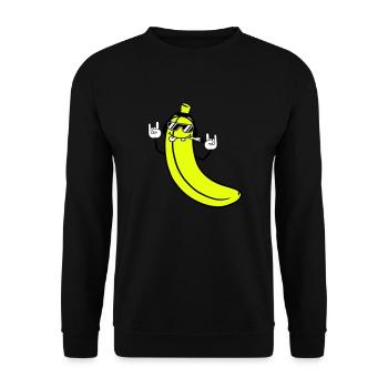 Lustige DJ Banane Obst Sonnenbrille Party Musik - Unisex Pullover - Schwarz - Vorne - Alina (178cm) & Michal (187cm)