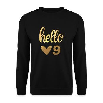 Hello 9 doré - Sweat-shirt Unisexe - noir - Devant - Alina (178cm) & Michal (187cm)