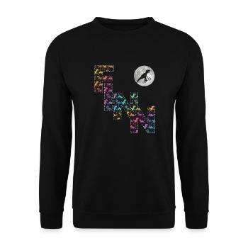FINN - Schöner Jungen Name mit Dinosaurier - Unisex Pullover - Schwarz - Vorne - Alina (178cm) & Michal (187cm)