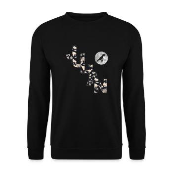 JULIAN - Schöner Jungen Name mit Dinosaurier - Unisex Pullover - Schwarz - Vorne - Alina (178cm) & Michal (187cm)