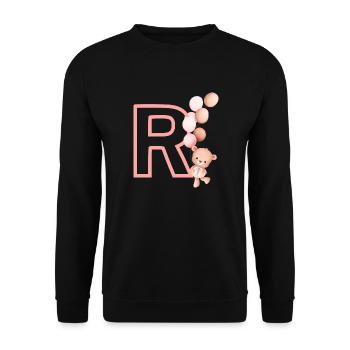 Lettre r rose ours - Sweat-shirt Unisexe - noir - Devant - Alina (178cm) & Michal (187cm)