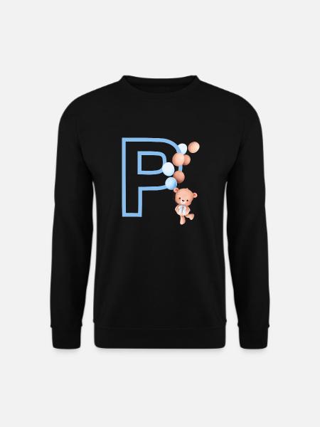 Blue Letter P Bear - Unisex Sweatshirt - black