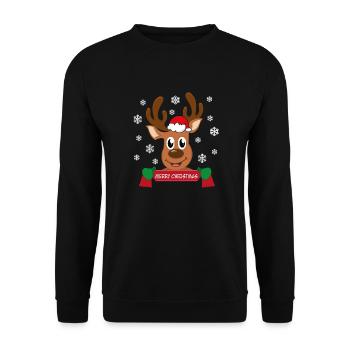 11879 Reindeer Merry Christmas Full - Unisex Sweatshirt - black - Front - Alina (178cm) & Michal (187cm)