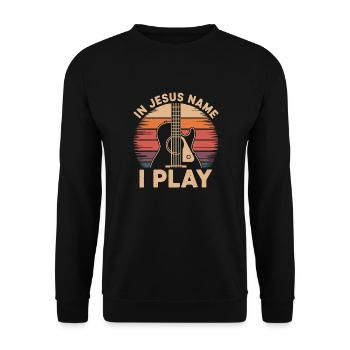 Gitarrenklänge für den Glauben - Unisex Pullover - Schwarz - Vorne - Alina (178cm) & Michal (187cm)