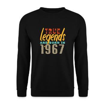 Les vrais légendes sont nés en 1967. Année 2025. - Sweat-shirt Unisexe - noir - Devant - Alina (178cm) & Michal (187cm)