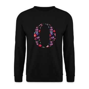 Personalized floral letter o - gift idea - Unisex Sweatshirt - black - Front - Alina (178cm) & Michal (187cm)