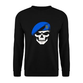 Militärischer Anrufer - Unisex Pullover - Schwarz - Vorne - Alina (178cm) & Michal (187cm)