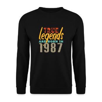 Les vrais légendes sont nés en 1987. Année 2025. - Sweat-shirt Unisexe - noir - Devant - Alina (178cm) & Michal (187cm)