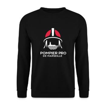 Pompier Pro de Marseille - Sweat-shirt Unisexe - noir - Devant - Alina (178cm) & Michal (187cm)