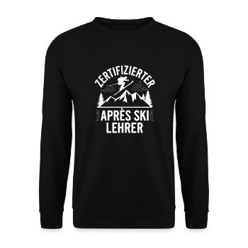 Zertifizierte Apres Ski Lehrer Herren Skifahren - Unisex Pullover - Schwarz - Vorne - Alina (178cm) & Michal (187cm)