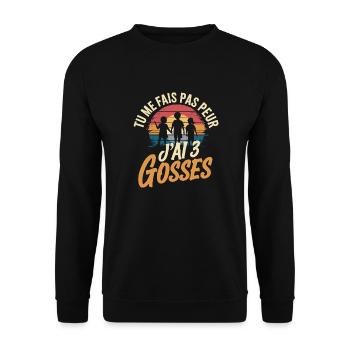 Tu me fais pas peur j'ai 3 gosses - Sweat-shirt Unisexe - noir - Devant - Alina (178cm) & Michal (187cm)