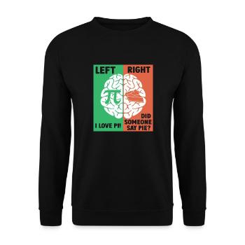 Le cerveau gauche aime Pi, le cerveau droit a envie de tarte - Sweat-shirt Unisexe - noir - Devant - Alina (178cm) & Michal (187cm)