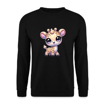 Super Cute Kawaii Baby Giraffe - Unisex Pullover - Schwarz - Vorne - Alina (178cm) & Michal (187cm)
