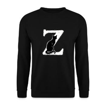 Letter Z with cat - Unisex Sweatshirt - black - Front - Alina (178cm) & Michal (187cm)