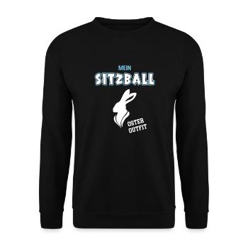 Sitzball Oster Outfit Sitzballspieler Frohe Ostern - Unisex Pullover - Schwarz - Vorne - Alina (178cm) & Michal (187cm)