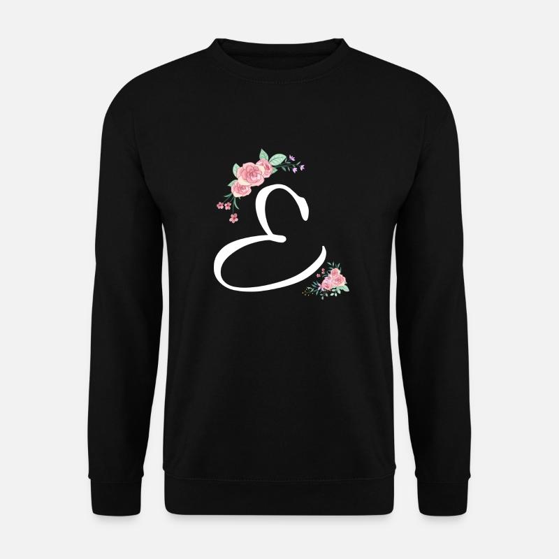 Lettre e fleurs - Sweat-shirt Unisexe - noir