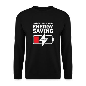 ICH BIN NICHT FAUL, ICH BIN IM ENERGIESPARMODUS - Unisex Pullover - Schwarz - Vorne - Alina (178cm) & Michal (187cm)