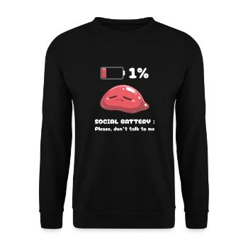 Soziale Batterie - Unisex Pullover - Schwarz - Vorne - Alina (178cm) & Michal (187cm)