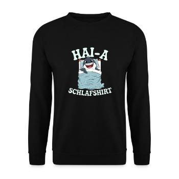 Hai-A ! Chemise de nuit drôle avec requin - Sweat-shirt Unisexe - noir - Devant - Alina (178cm) & Michal (187cm)