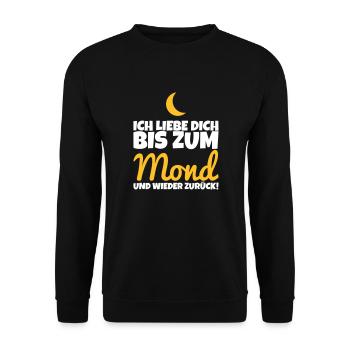 Ich liebe dich bis zum Mond und wieder zurück - Unisex Pullover - Schwarz - Vorne - Alina (178cm) & Michal (187cm)