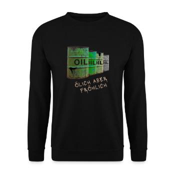 Ölich aber fröhlich - das ist unser Motto! - Unisex Pullover - Schwarz - Vorne - Alina (178cm) & Michal (187cm)