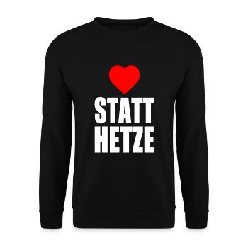 Herz statt hetze - Unisex Pullover - Schwarz - Vorne - Alina (178cm) & Michal (187cm)