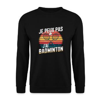 Passion Badminton - Look Années 80 - Sweat-shirt Unisexe - noir - Devant - Alina (178cm) & Michal (187cm)