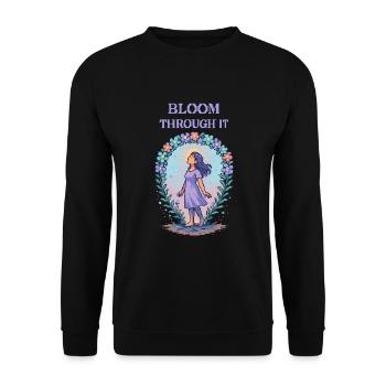 Bloom Through It – Resilience Pixel Art Tee - Unisex Sweatshirt - black - Front - Alina (178cm) & Michal (187cm)