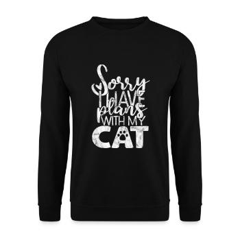 Désolé, j’ai des projets avec mon chat - Dictons de chat - Sweat-shirt Unisexe - noir - Devant - Alina (178cm) & Michal (187cm)