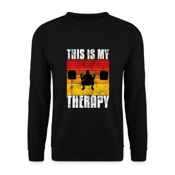 This is my therapy Bodybuilding Bodybuilder GYM - Unisex Sweatshirt - black - Front - Alina (178cm) & Michal (187cm)